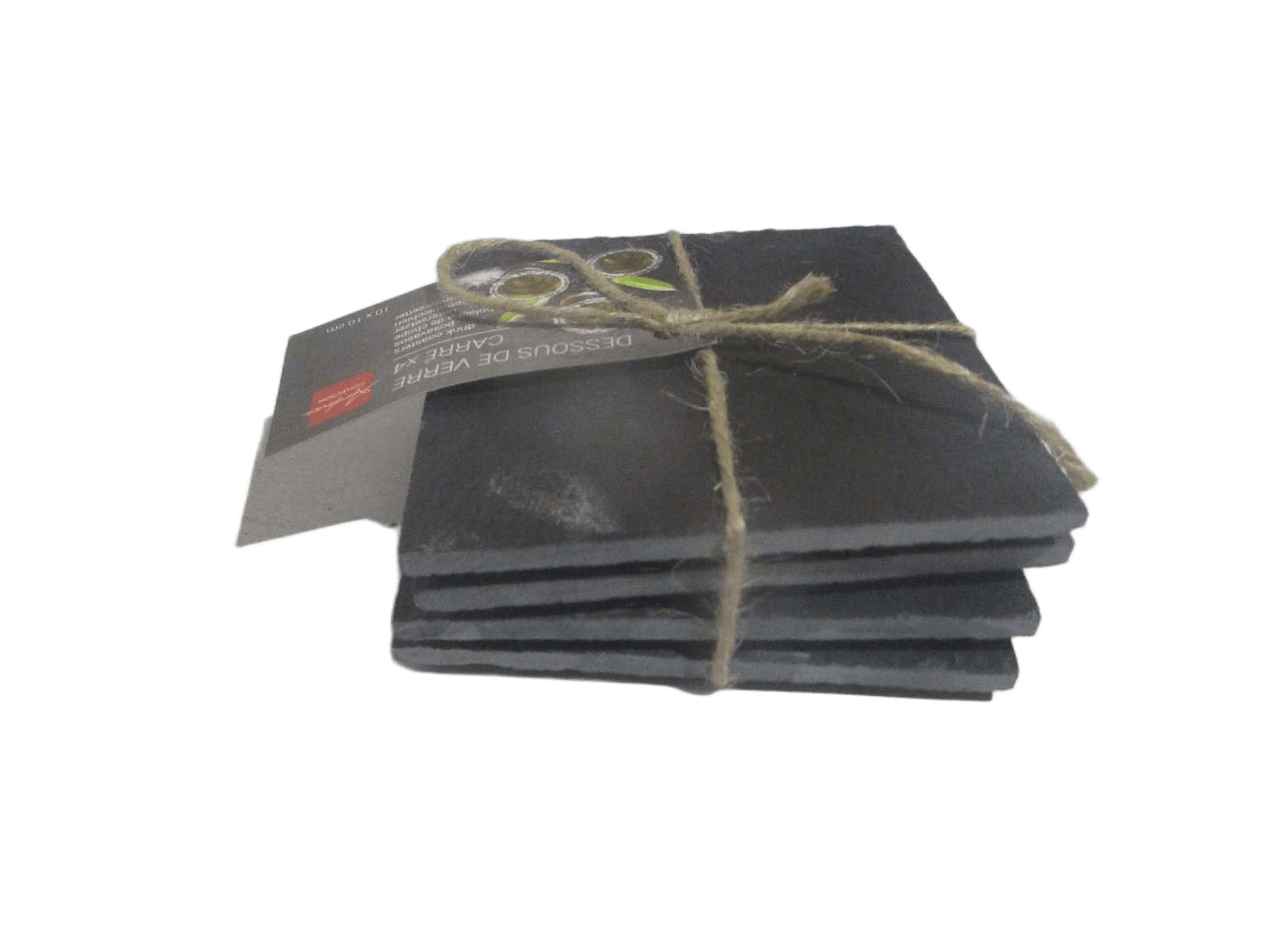 Ardoise Collection X4 Slate Coasters 10x10cm