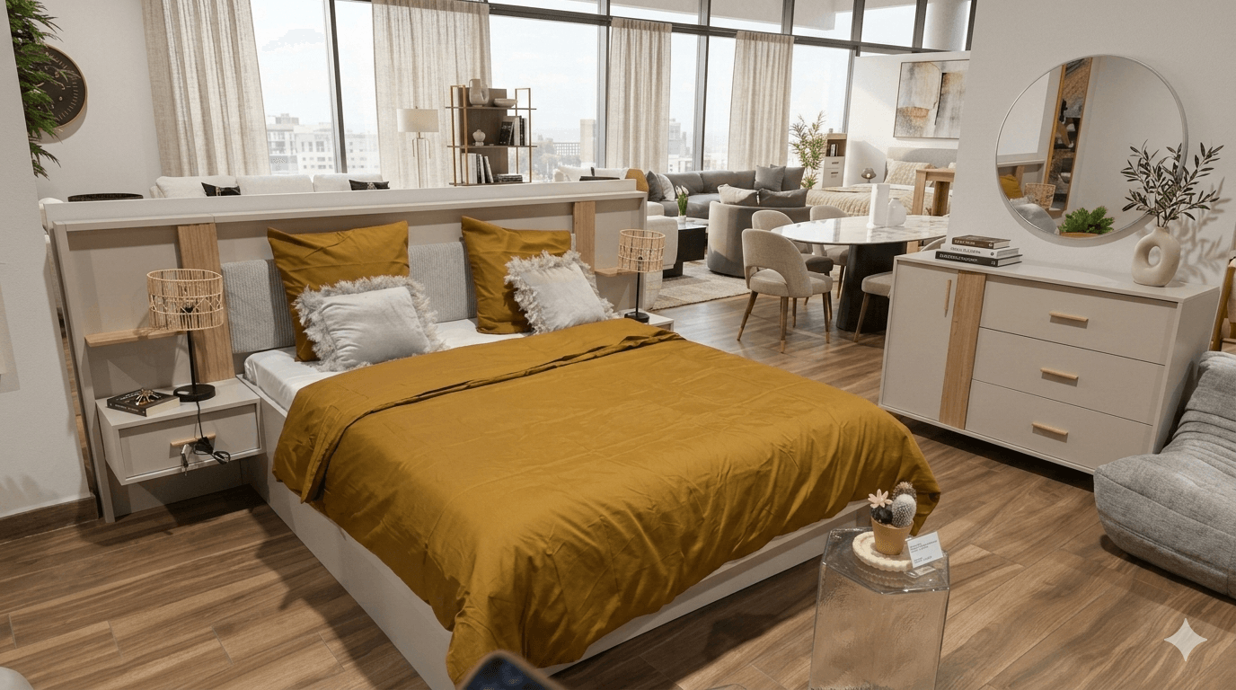 Bed Double Ostia 160 Plus With Headboard + Bed Drower Ostia Bd Front ( 159.5x61.5x22.5 Cm ) + Cabinet Ostia 2k3f