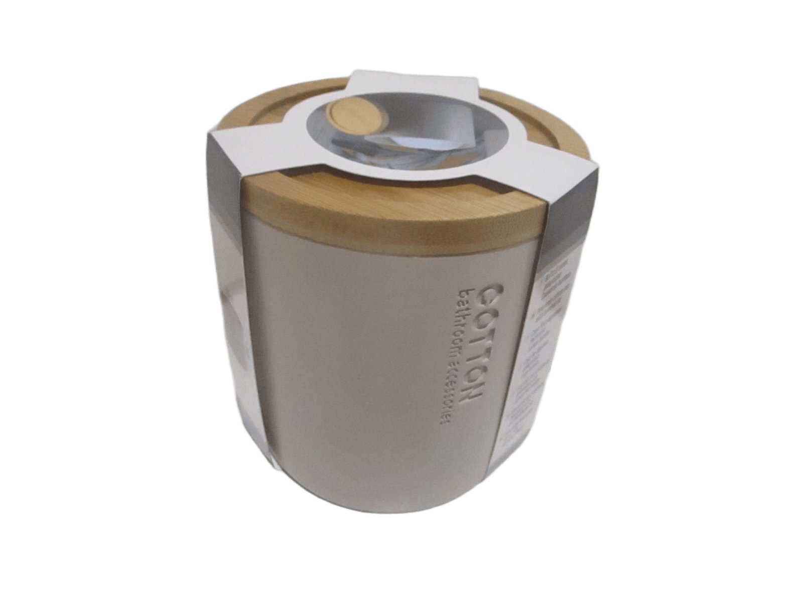 Cotton Holder Polyresine Couvercle Bambou - Beige/Bambou