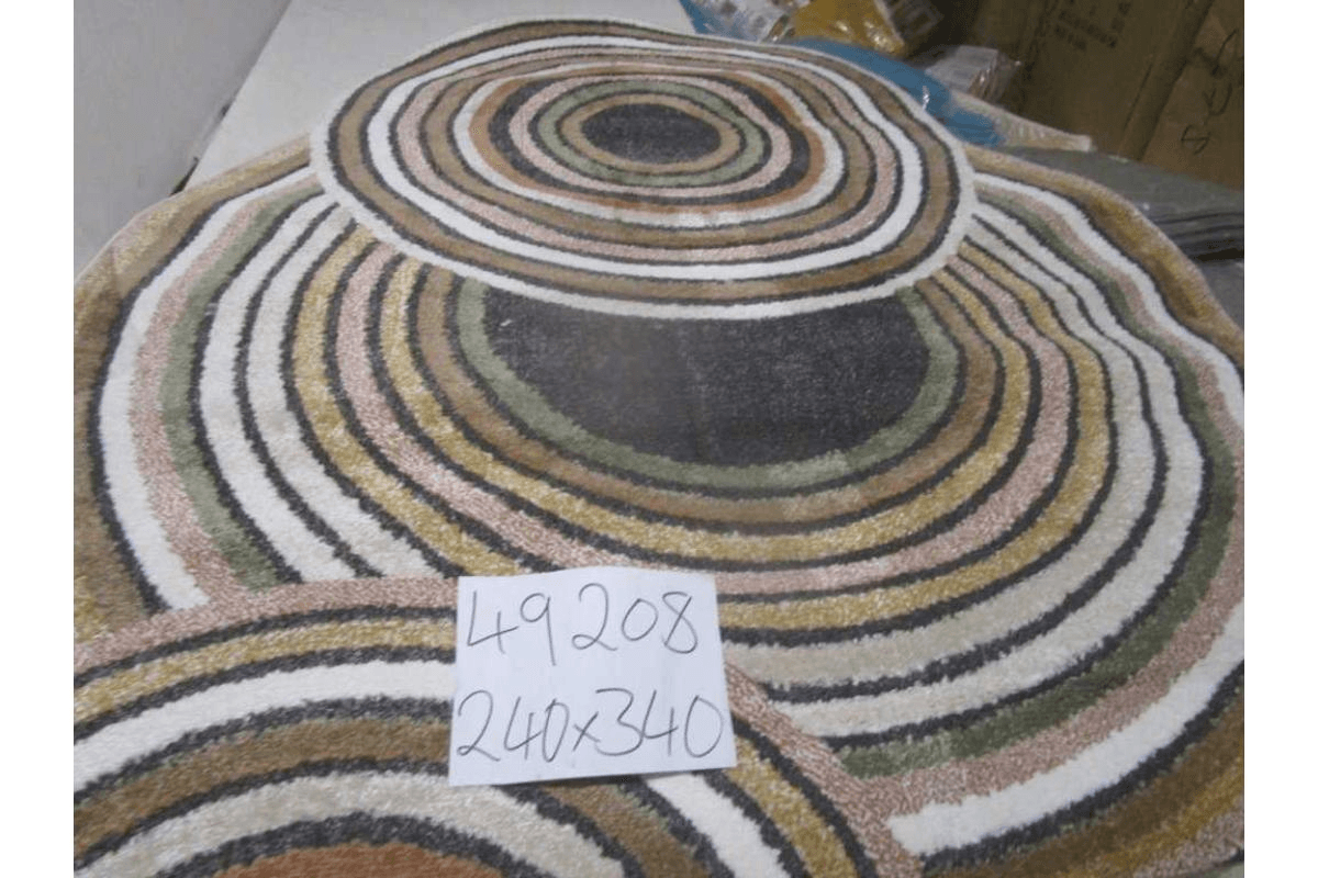 Carpet 240x340 Rio Soft Yarn Headset With Shrink Polyester 2,200 Grm / Sqm 224,000 Pnt/Sqm 12mm Pile Height Free Shape Hjy35 Green/Beige