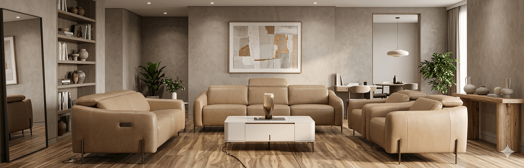Sofa Leather And Split 4+3+1+1 4 Seater 2 Electric Recliner 2 Motors 3 Seater Electric Recliner 2 Motors 1 Seater X2 Fix U528023 Camel 267x108x81-105 207x108x81-105 97x108x81-105
