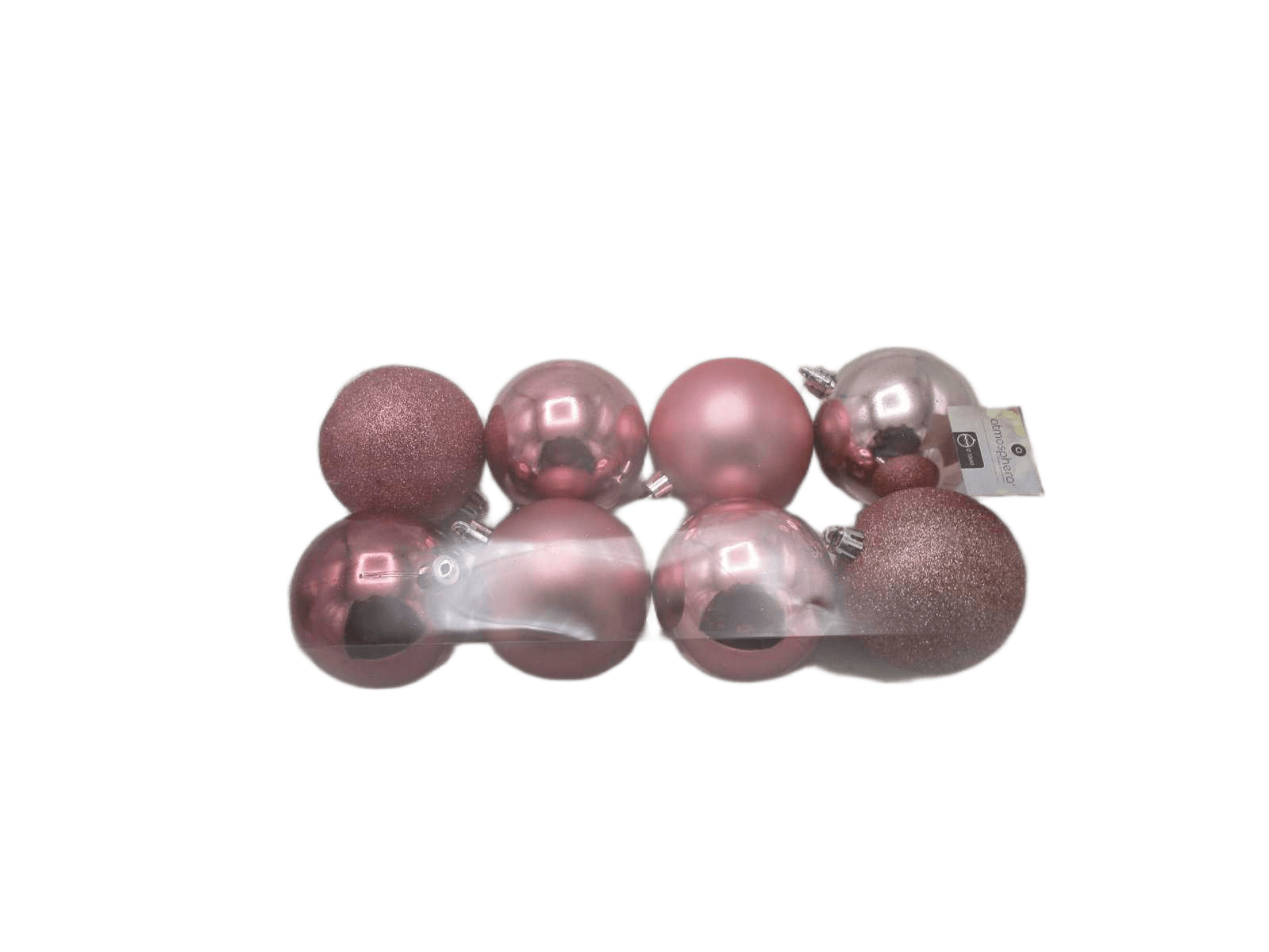 Christmas 8 X 70mm Balls Pink