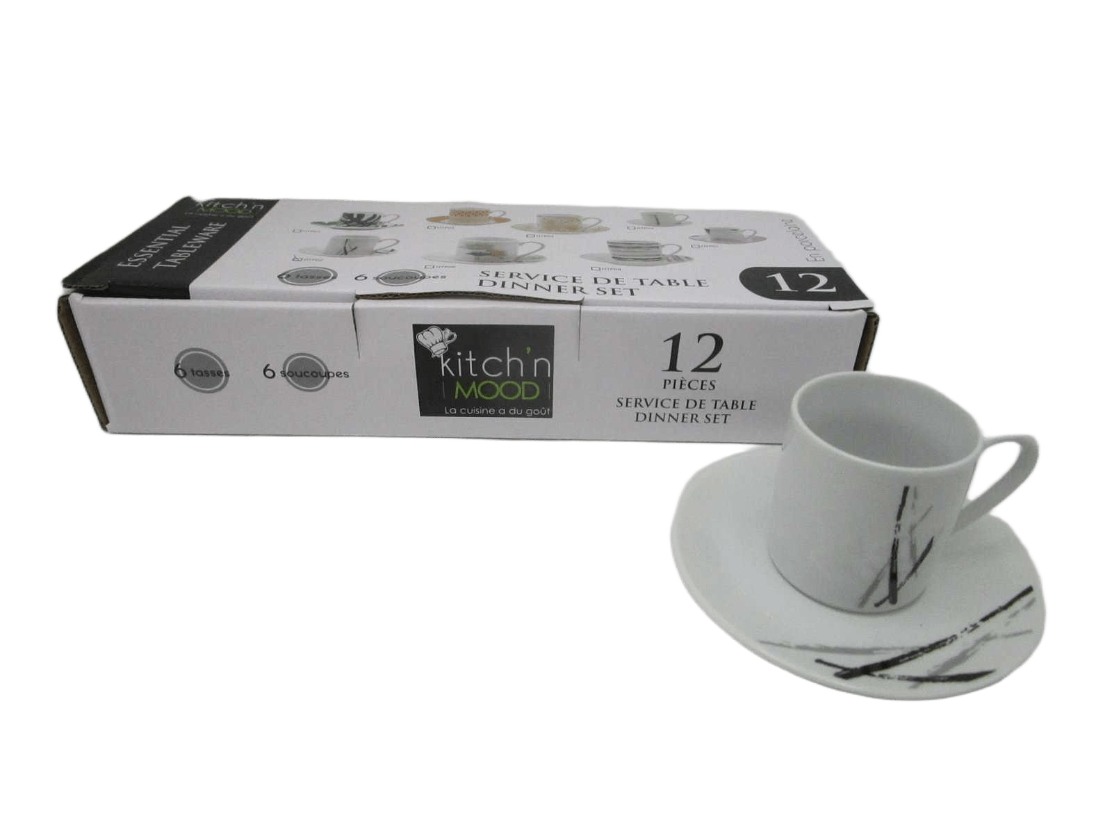 Round Cofee Set 6 Cups + 6 Saucers Porcelain90cc Straight Cup&saucer