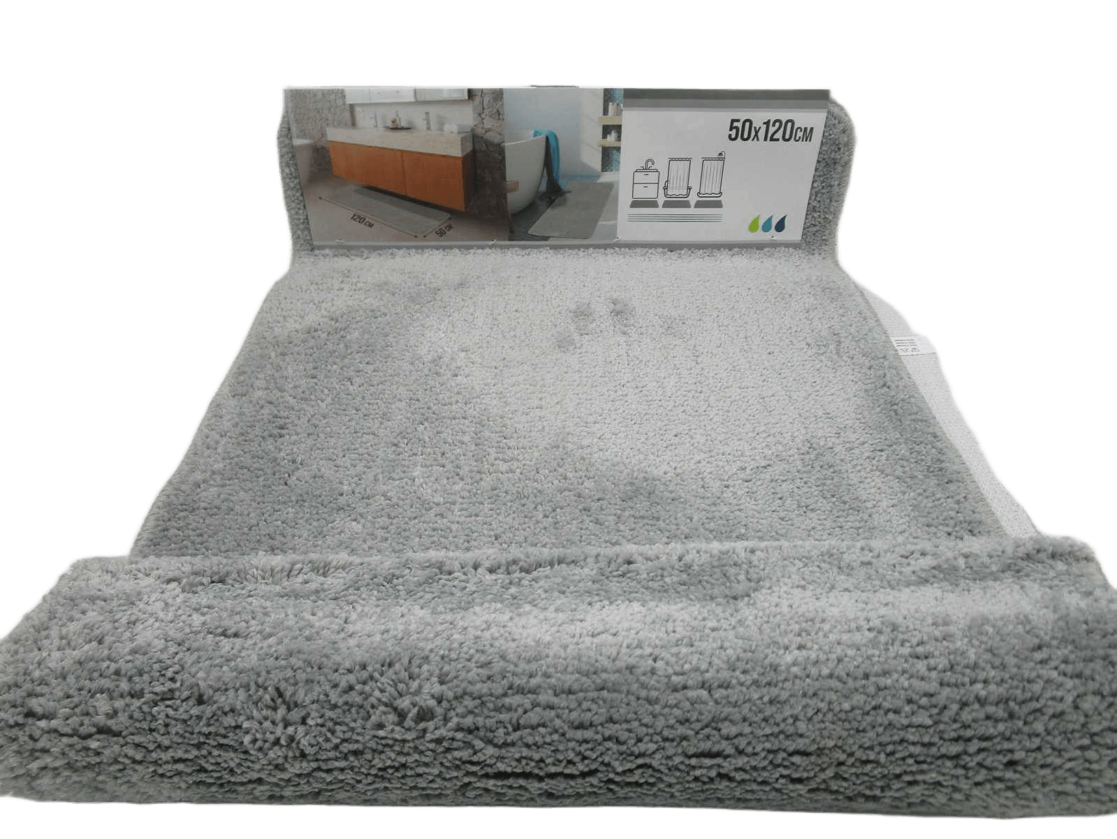 Bathmat Microfiber Double Washbasin 50x120 Cm Underneath Latex - Light Grey
