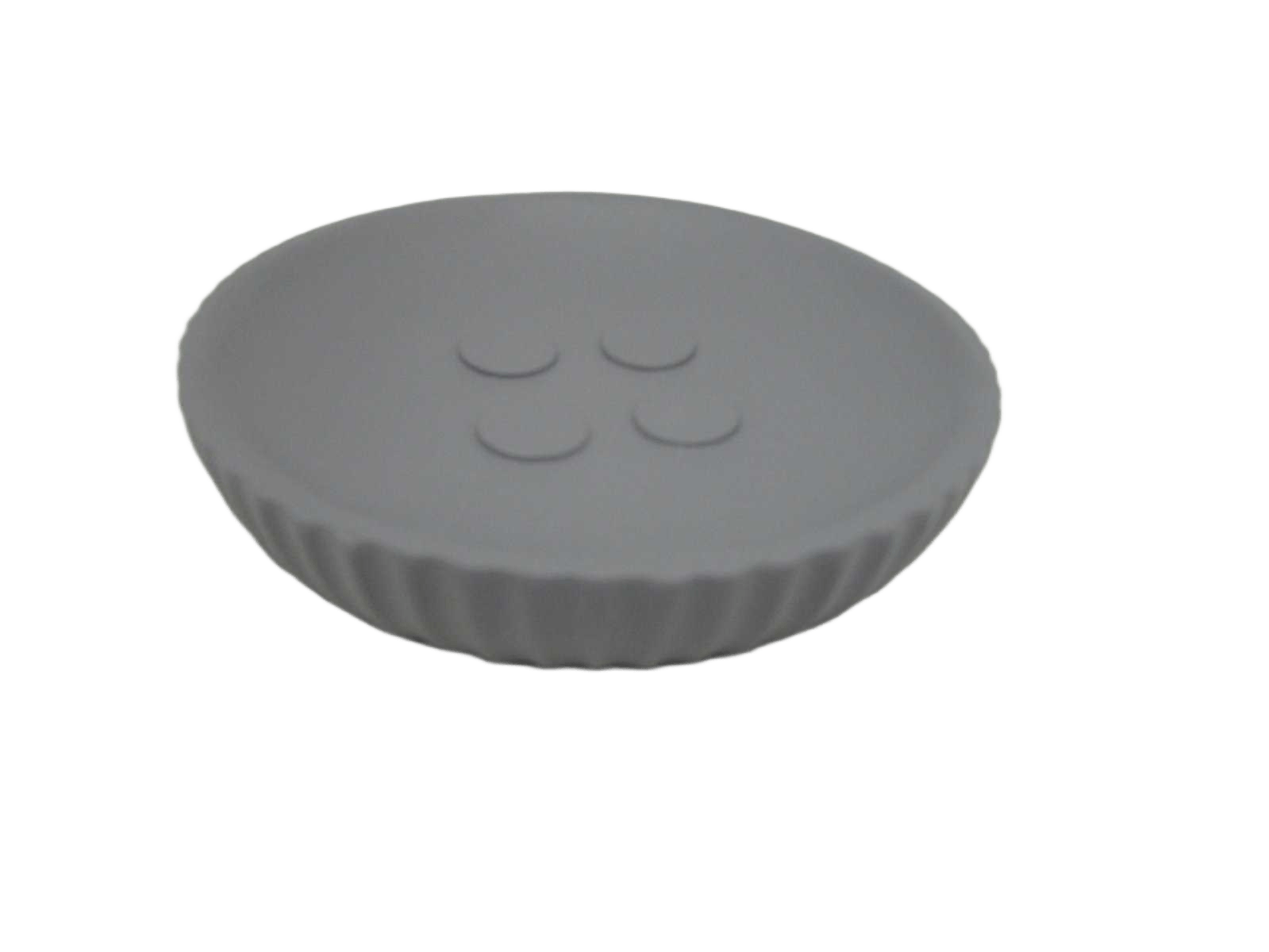 Soap Dish Striated Round Polyresin - Grey