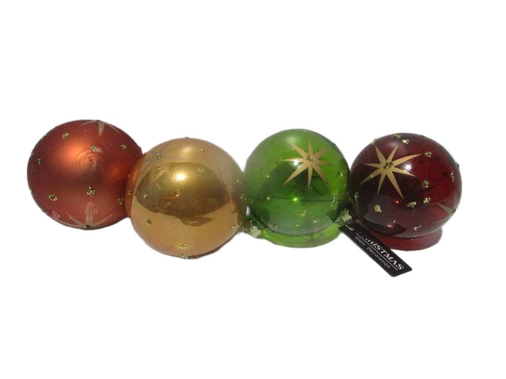 Ball Xmas Glass 8cm Star 4ass