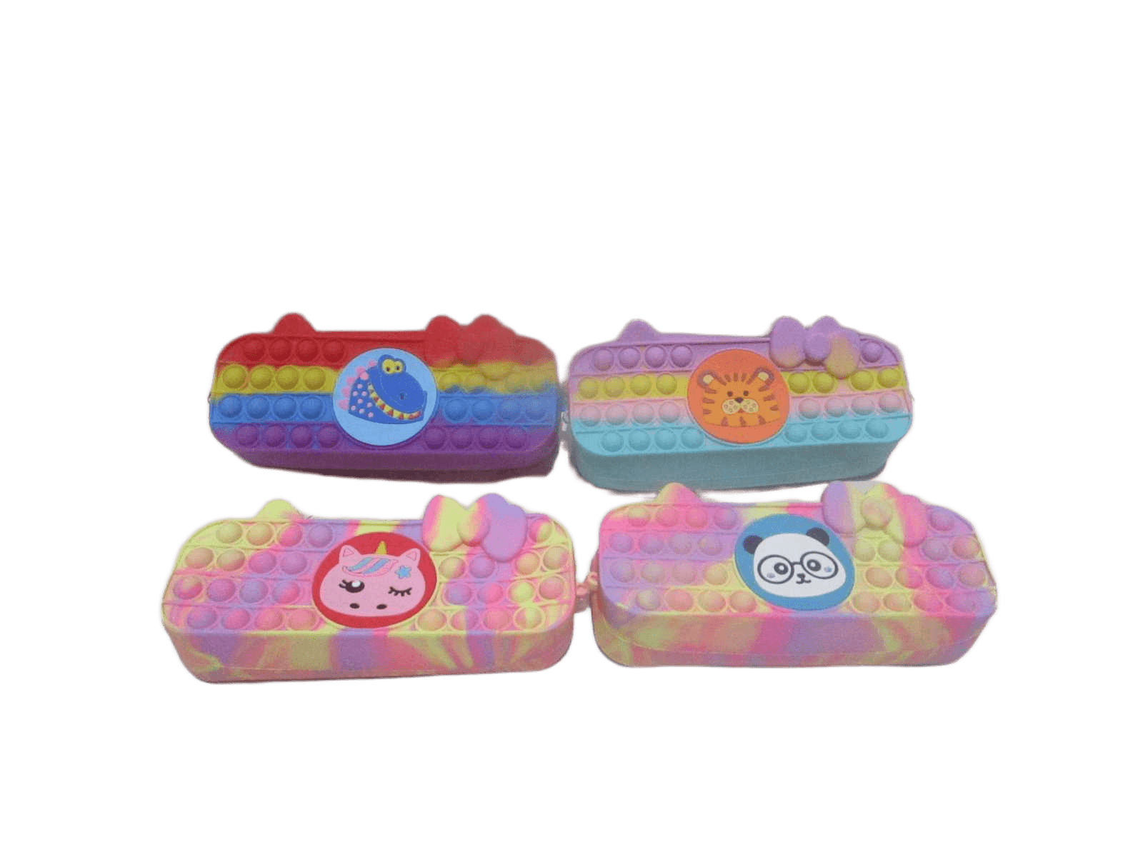 Pencil Case Panda/Unicorn/Dinosaur/Tiger Silicon Pop It Up Opp Bag 4 Design Ass 19x7x4.5 95g