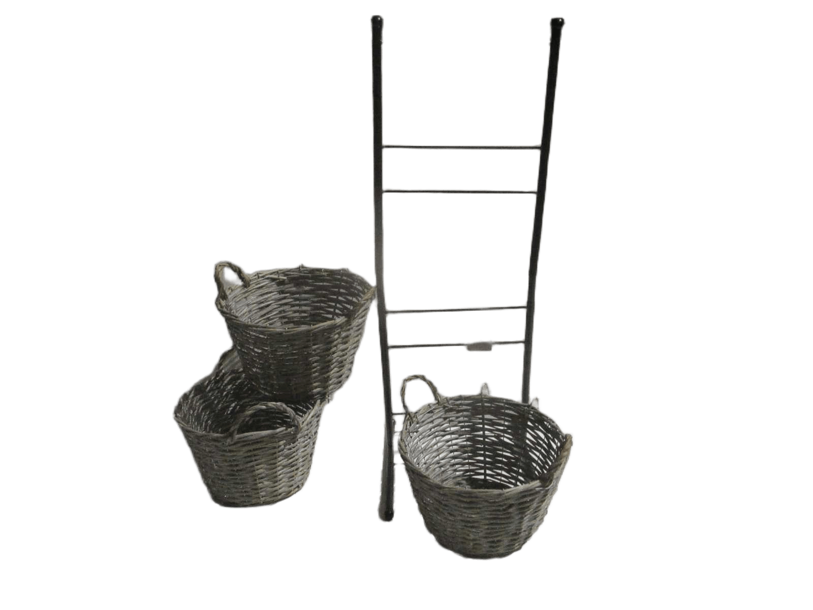 Rack 3 Willow Baskets Metal