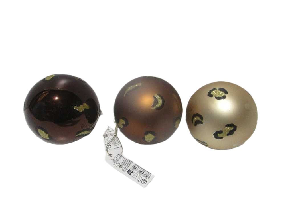 Ball Xmas Leopard Glass 80mm