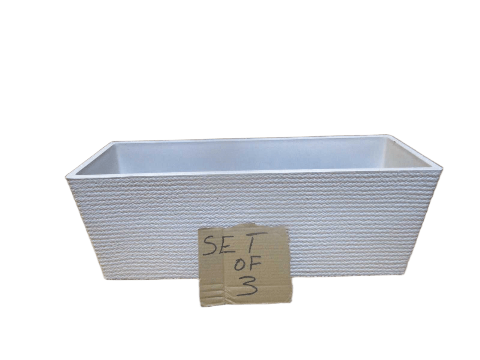 Pot Flower Set Of 3 Pe+pp Beige Beige 70x25x25, 85x32x32, 100x37x40