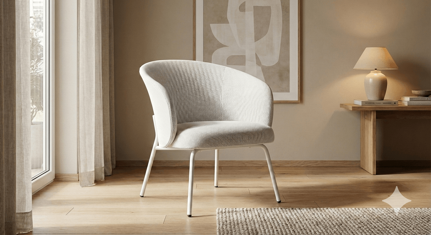 Dining Chair Fabric Grey Kd Metal Legs