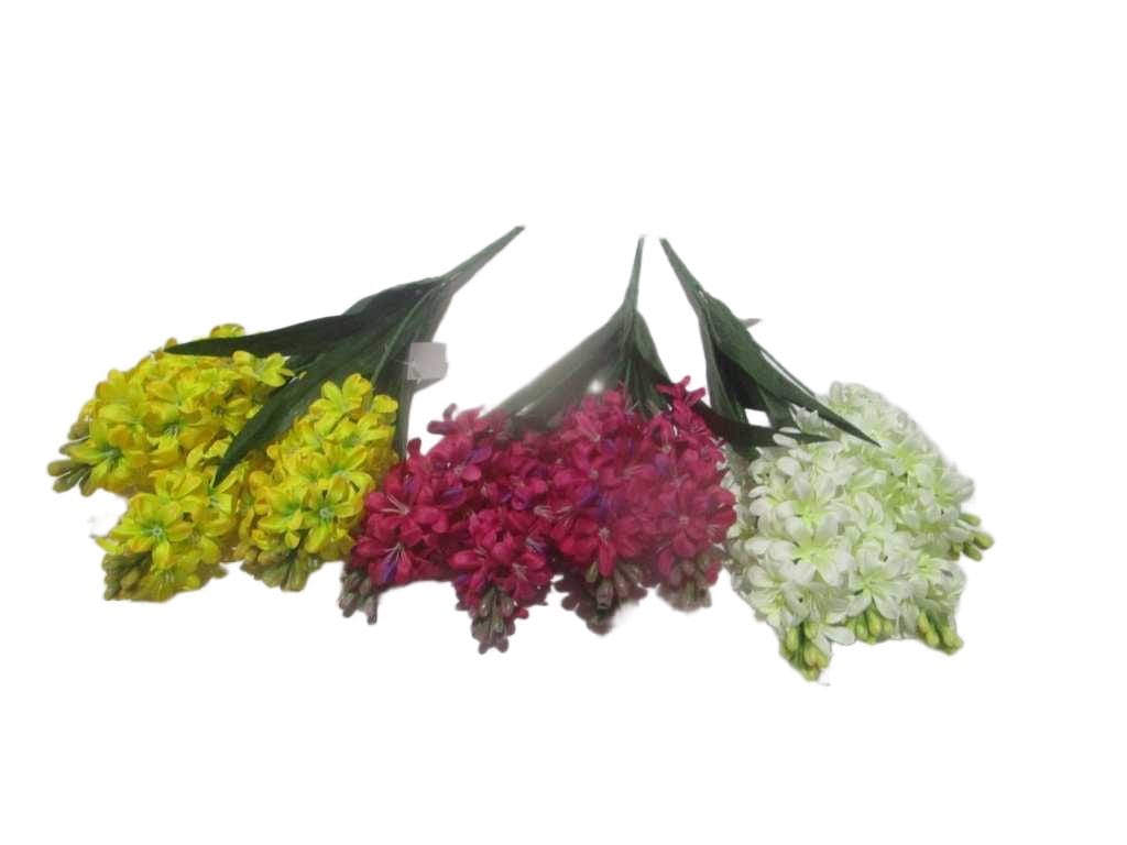 Artificial Hyacinth Bouquet, 5 Branch Fabric '6 Fuchia 8 White 9 Yellow '58cm