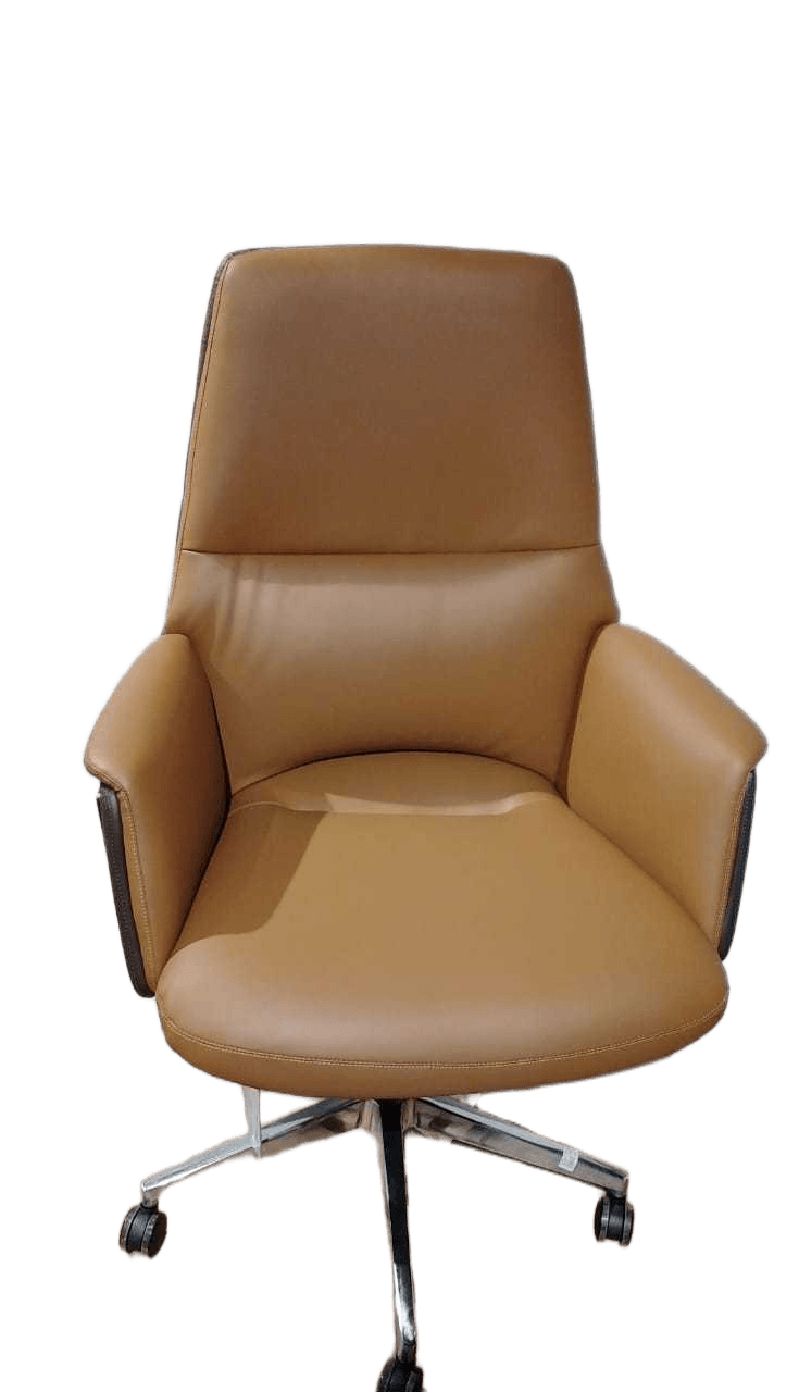 Office Chair Back:dk Brown+ Face: Camel 270-41+270-29 Pu Leather,alu Alloy Base 73x104x68