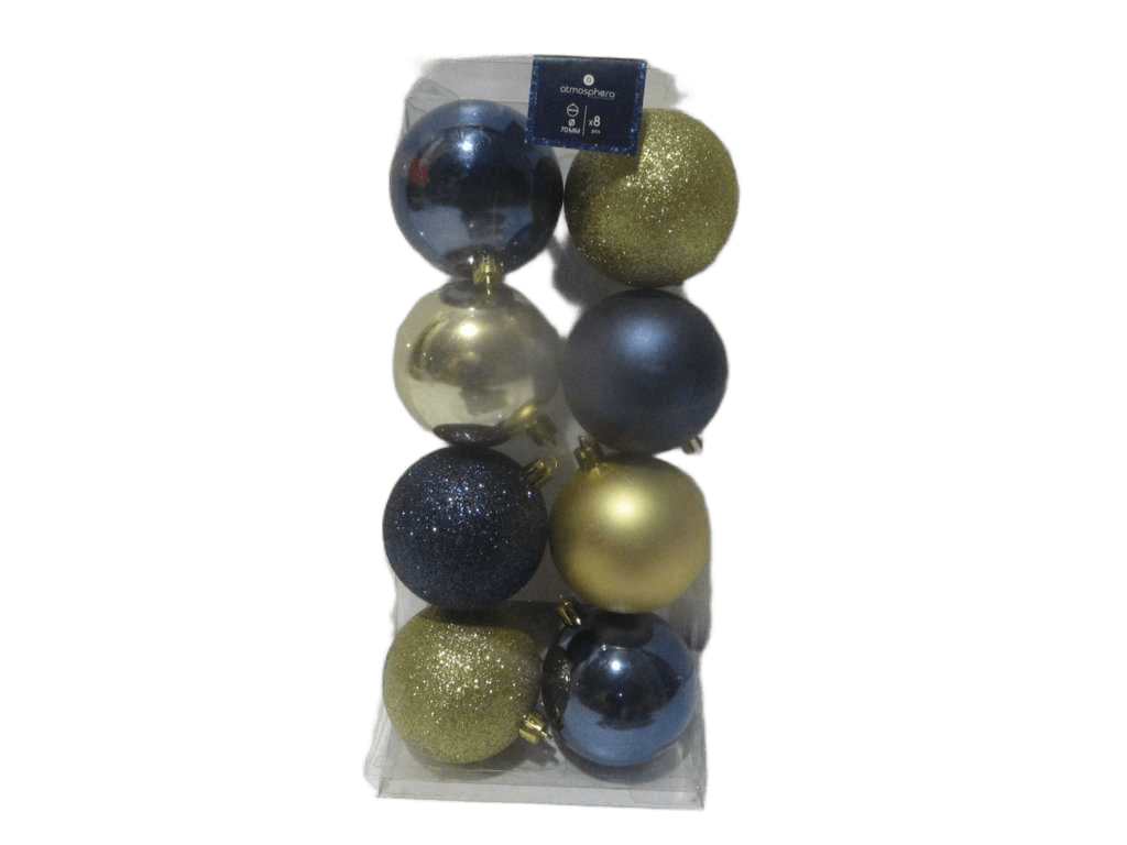 Balls Xmas 8 X 70mm Blue Gold