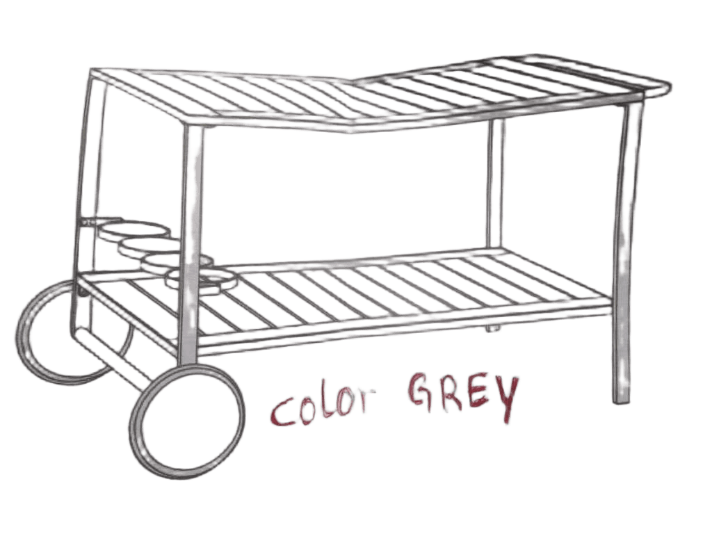 Trolley 2 Level Outdoor Alu+ps Top Dark Grey Frame Wood Oak 64/58.5x117/108x66