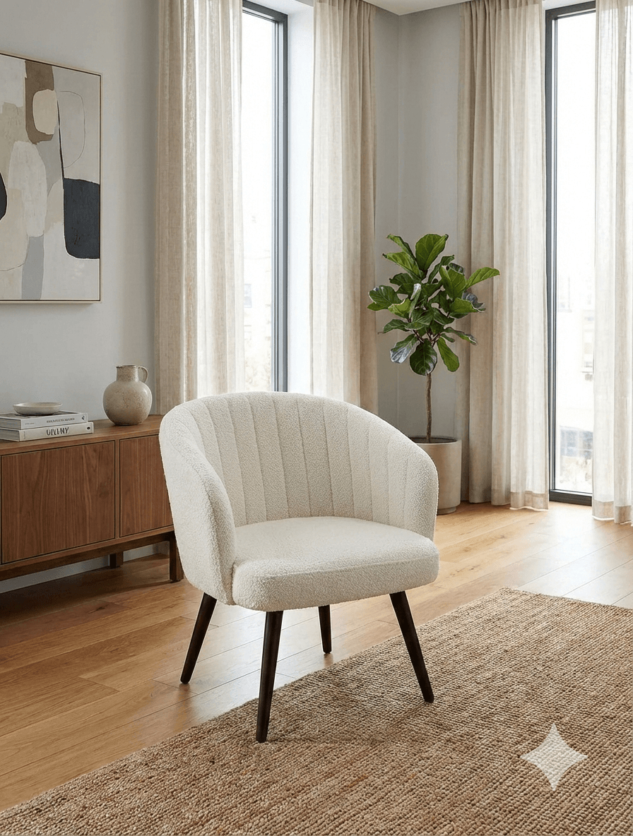 Chair Kaka Fabric Cream, Sponge Cushion,metal Leg Black Powder Coating,kd62x63x80