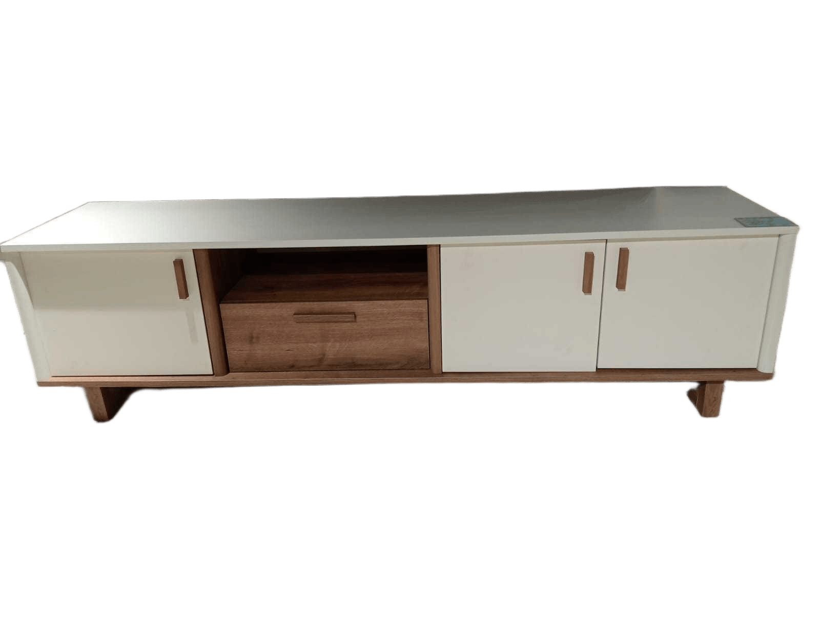 Tv Unit Calina Full Melamine Walnut / White 194x46x100cm