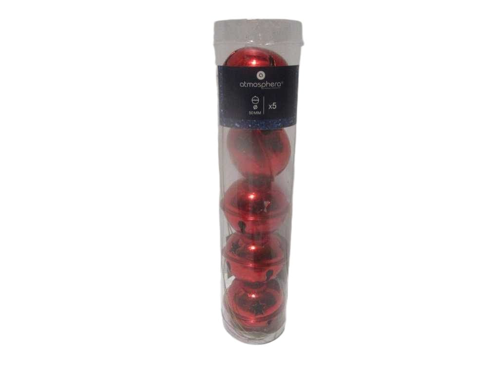 Sn Red Xmas Bells X5 5cm