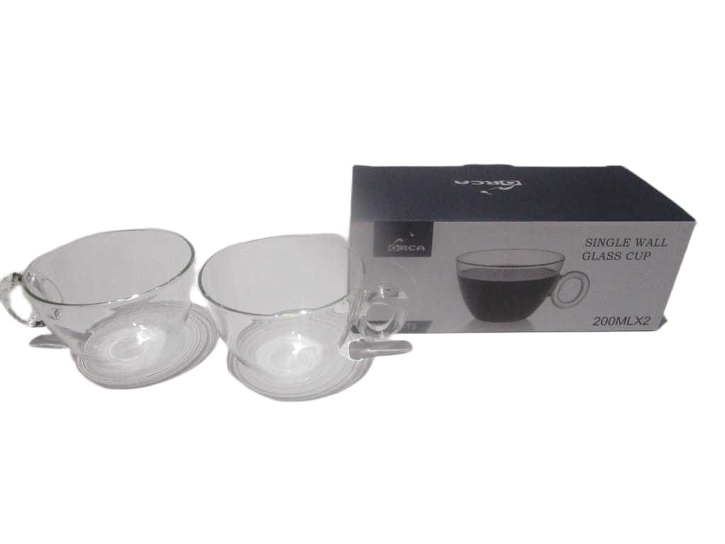 Coffee Cups Set Of 2 Handmade Glass A Quality Single Wall - Color Box Packaging - Moq 300