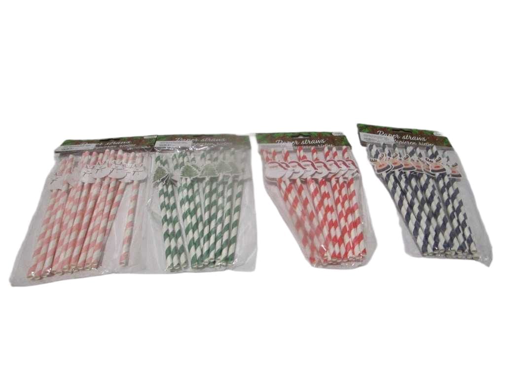 Drinking Straw Paper 4ass Xmas