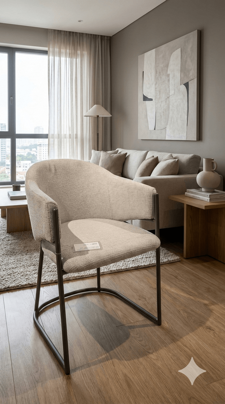 Chair, Fabric, Iron Feet Uf925-10 Light Grey 550*630*780