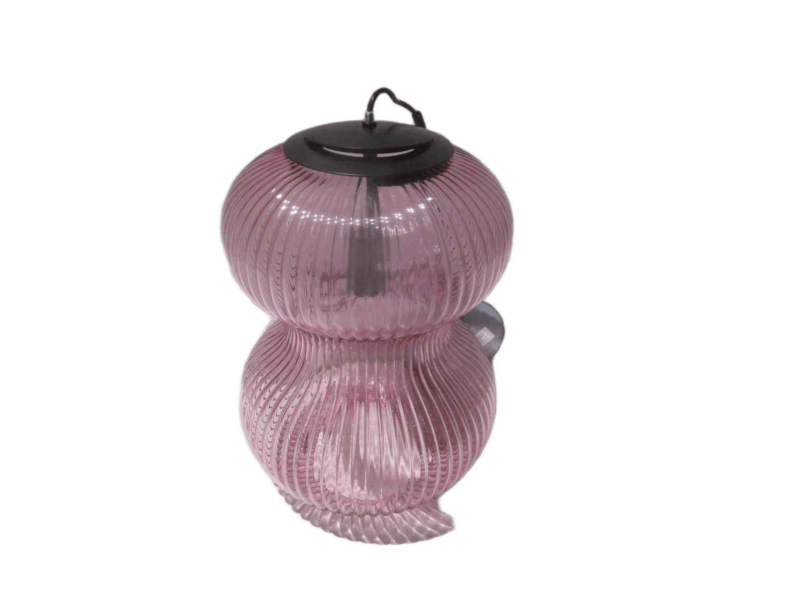 Pendant Lamp With Bulb T185 Pink+black Glass+metal D31*h160