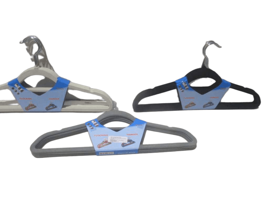 Hangers Et Of 5pcs 70g, Abs+metal Hook+flocking Coating Paper Card Packing Beige Grey Black Ass 45x22x0.4cm