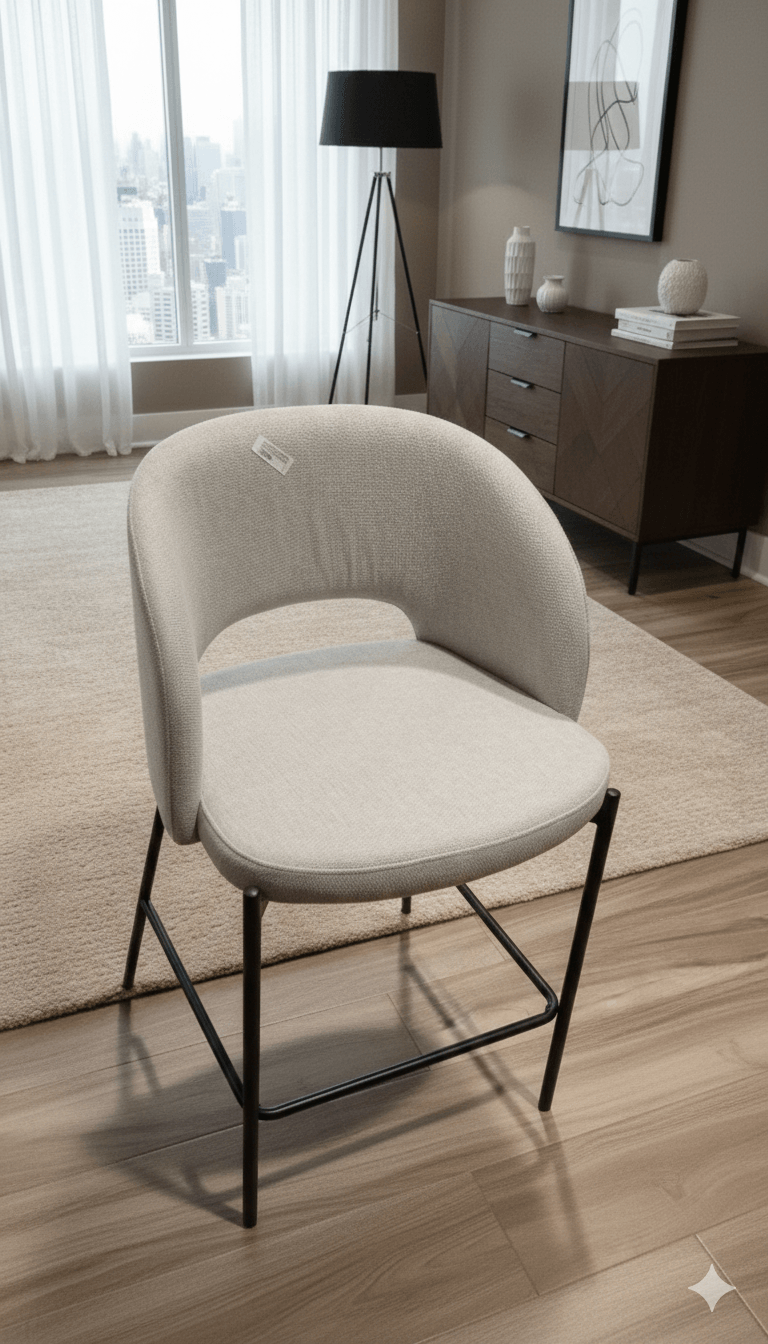 Bar Chair With Black Metal Feet Uf920 01 Beige 44*50*89
