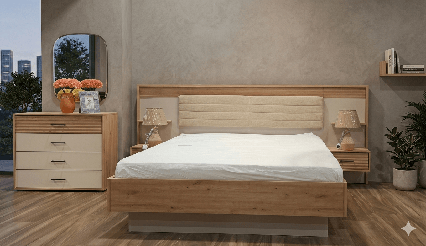 Bed Double Modena 160 + Cabinet Modena 4f Plus With Headboard
