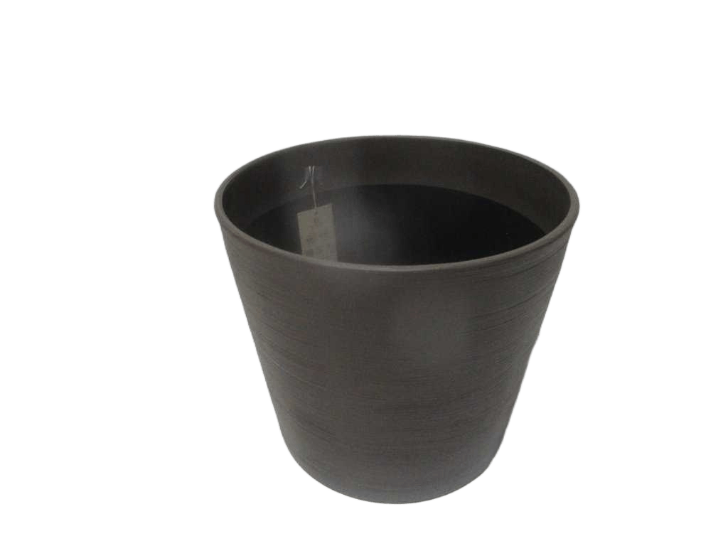 Flower Pot Banyan Pp With Hole+plug 1712g 100% Recyclable Home Dark Grey Dia40xh35