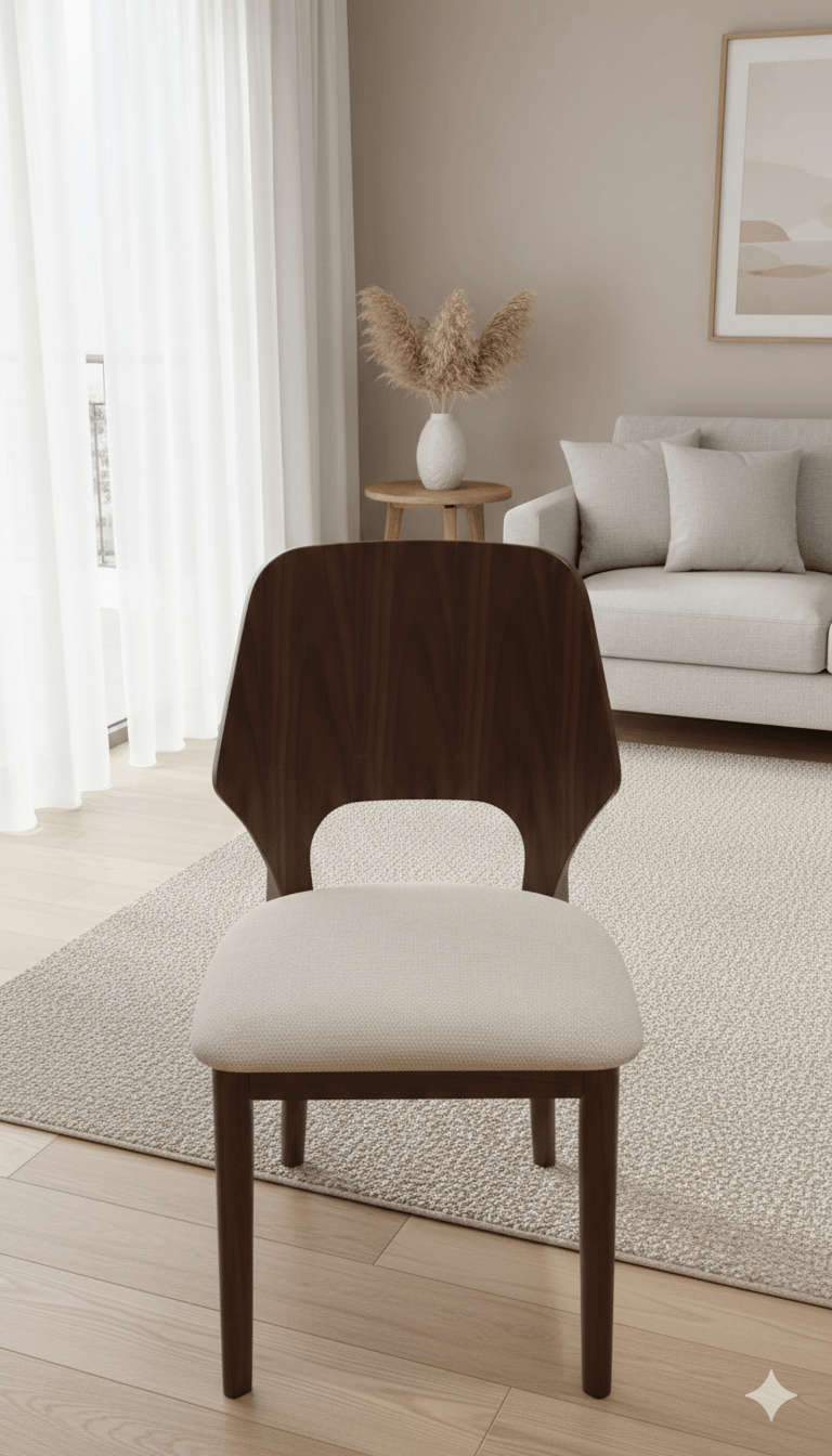 Dining Chair Wood Walnut Color Beige Sd221-3 840x485x535