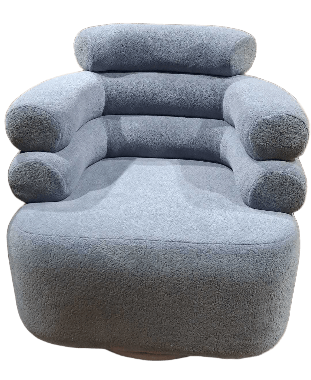 Armchair Swivel Fabric Light Blue With Head Top Kd And Wood Frame With Iron Base Mj395-19