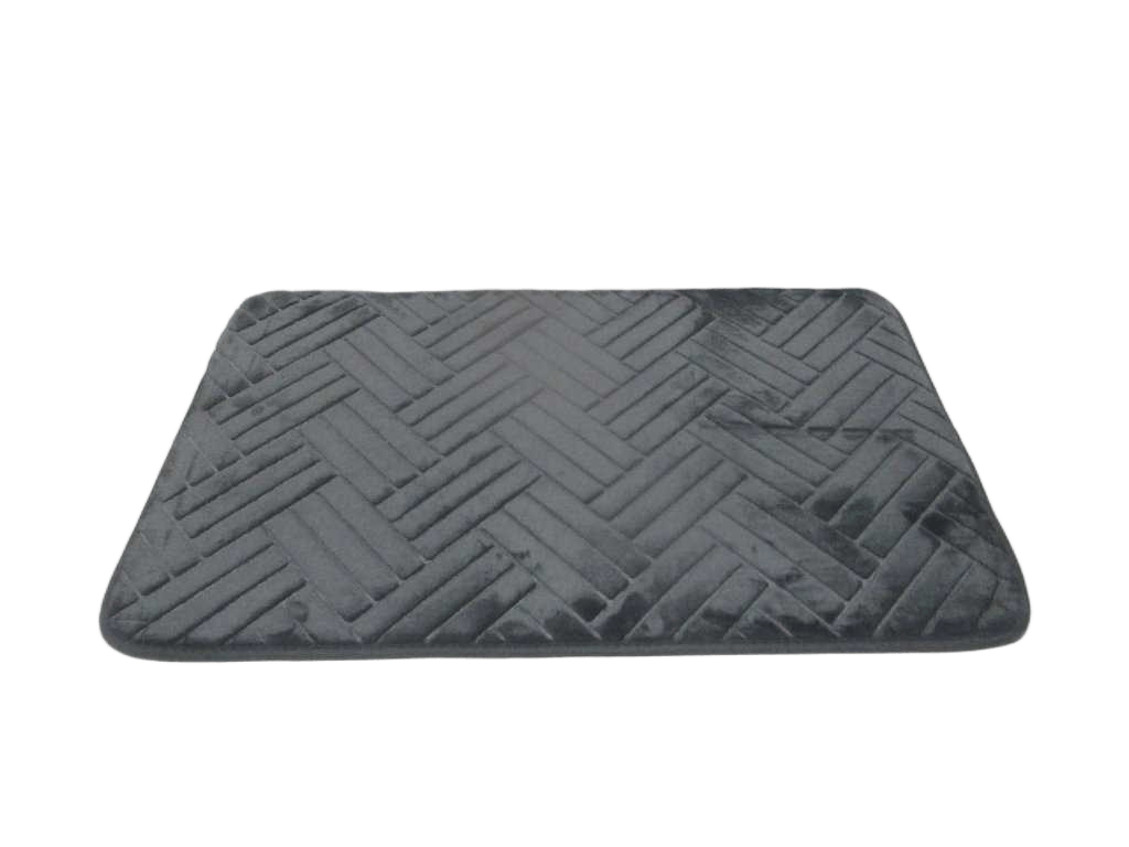 Bathroom Mat Design Rectangular , Polyster 1cm Dark Grey 50x80