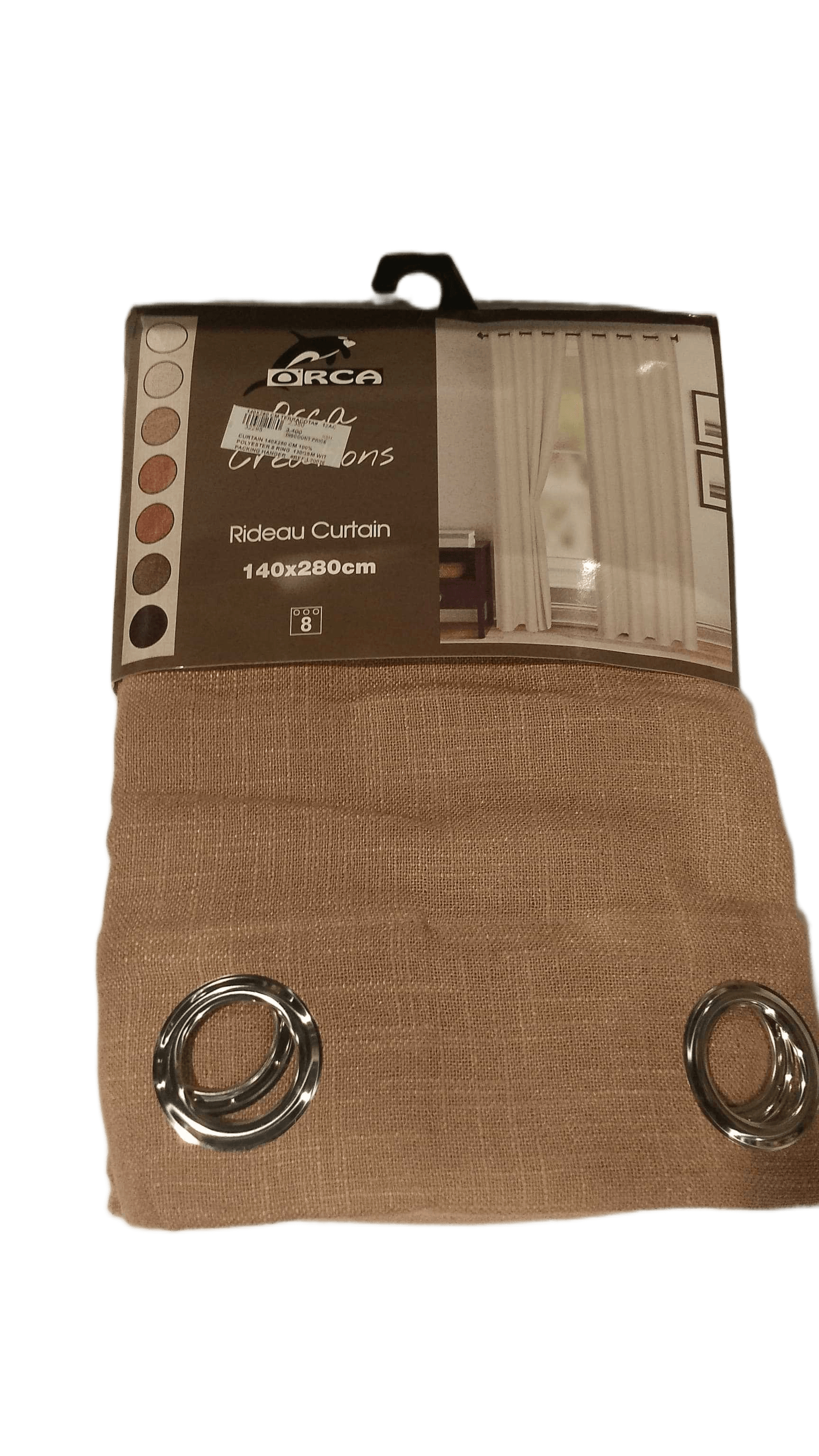 Curtain 140x280 Cm 100% Polyester 8 Ring 130gsm With Packing Hanger