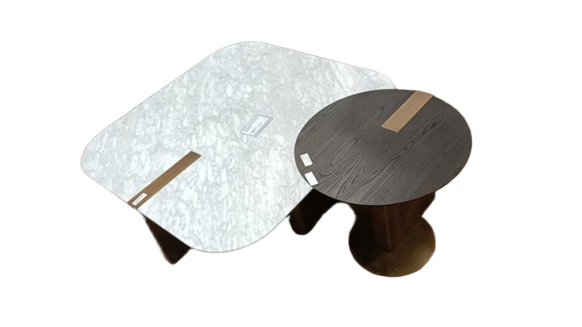 End Table+ Coffee Table End Tale : Veneer Bt001; Mdf Xy-218; Stainless Steel Sx-18 Coffee Table : Mdf Xy-218 & Marble St-10 500*480 1005*1000*330