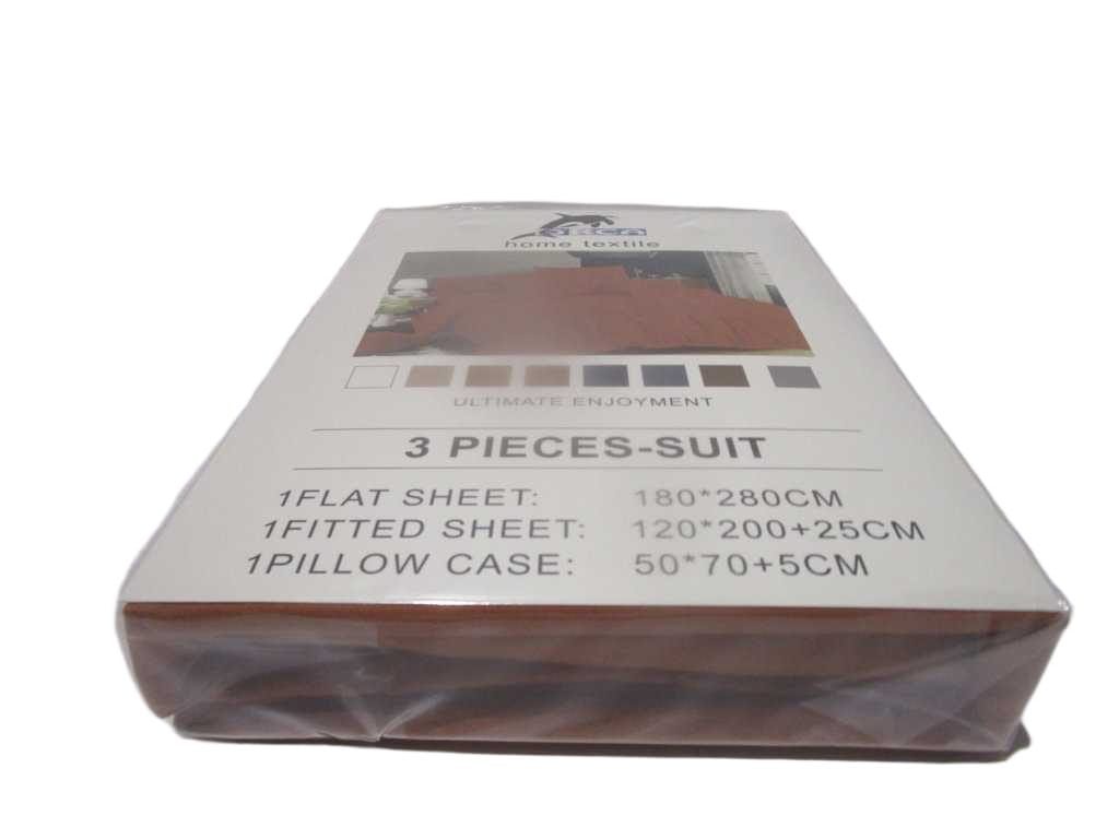 Flat Sheet Set Of 3pcs Uni Color 180x280cm Fitted Sheet 120x200 +25 Cm 1 Pillow Cases 50x70 +5 Cm 105gsm 100% Polycotton Old Packing Packing:pvc Bag Tera 124
