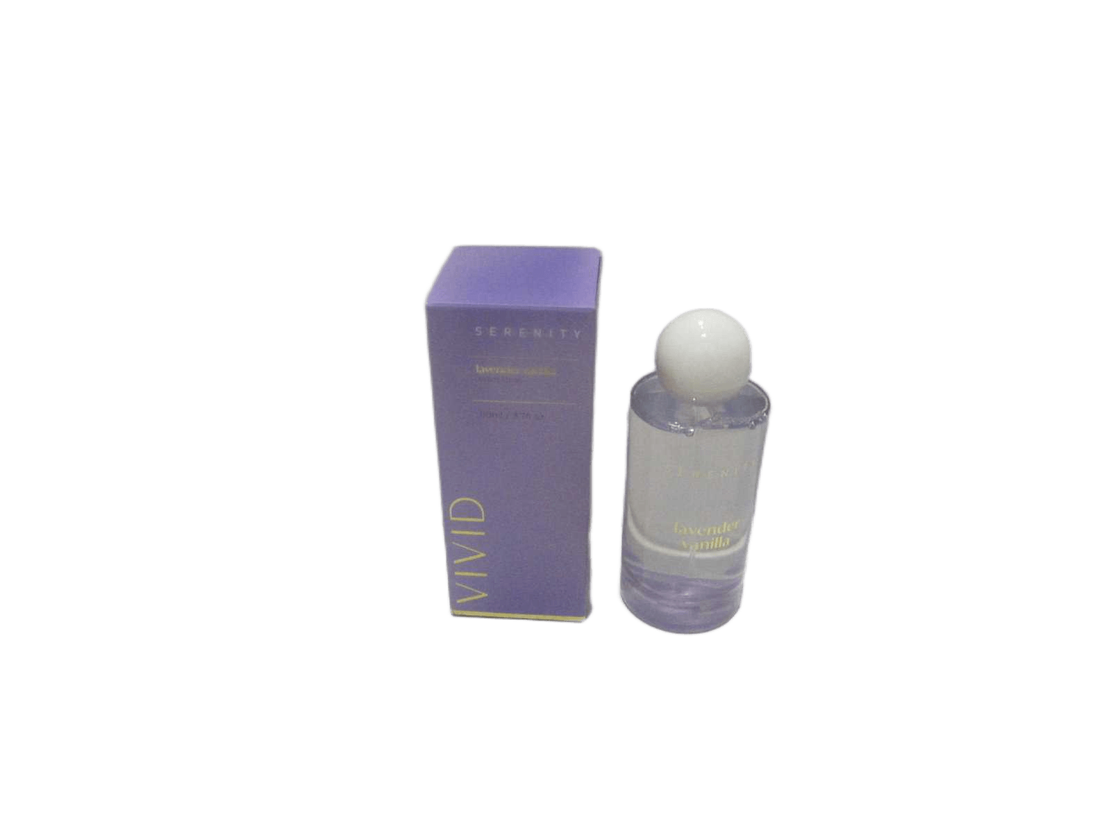 Spray Fragrance Lavender Vanilla Serenity Fragrance - 110ml 6% Fragrance In Tempered Machine Made Glass Bottle D5xh12cm And Top Round Plastic Colored - Packaging In Coloured Card Board Box Lilac