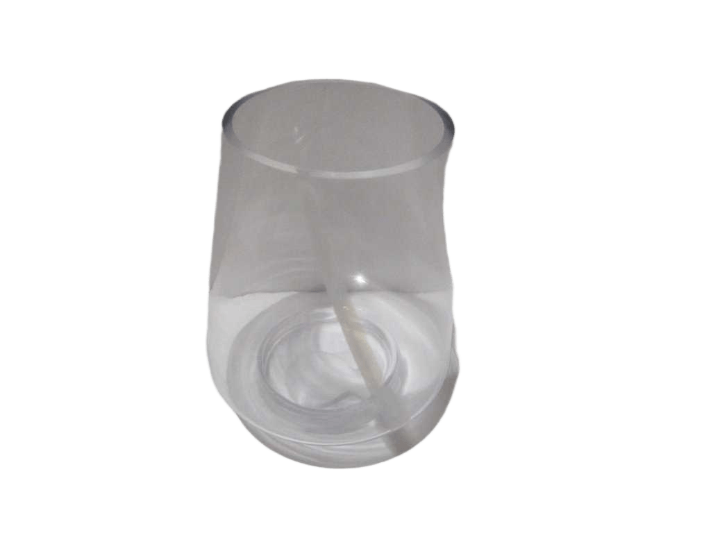 Vase Glass White Stripes On Body Clear And White 12*20
