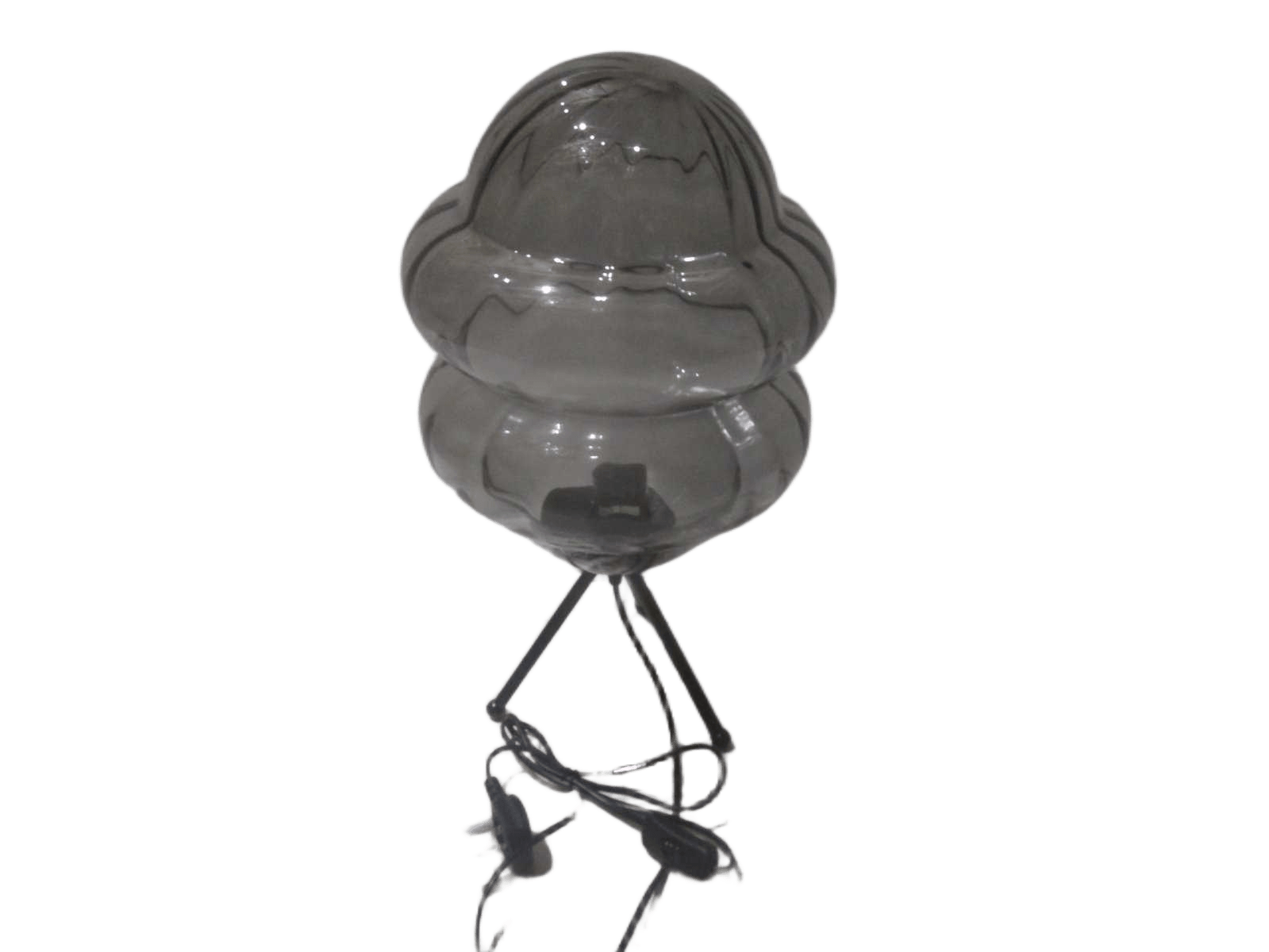 Table Lamp With Bulb T185 Smoky+black Glass+metal+marble D35*h63