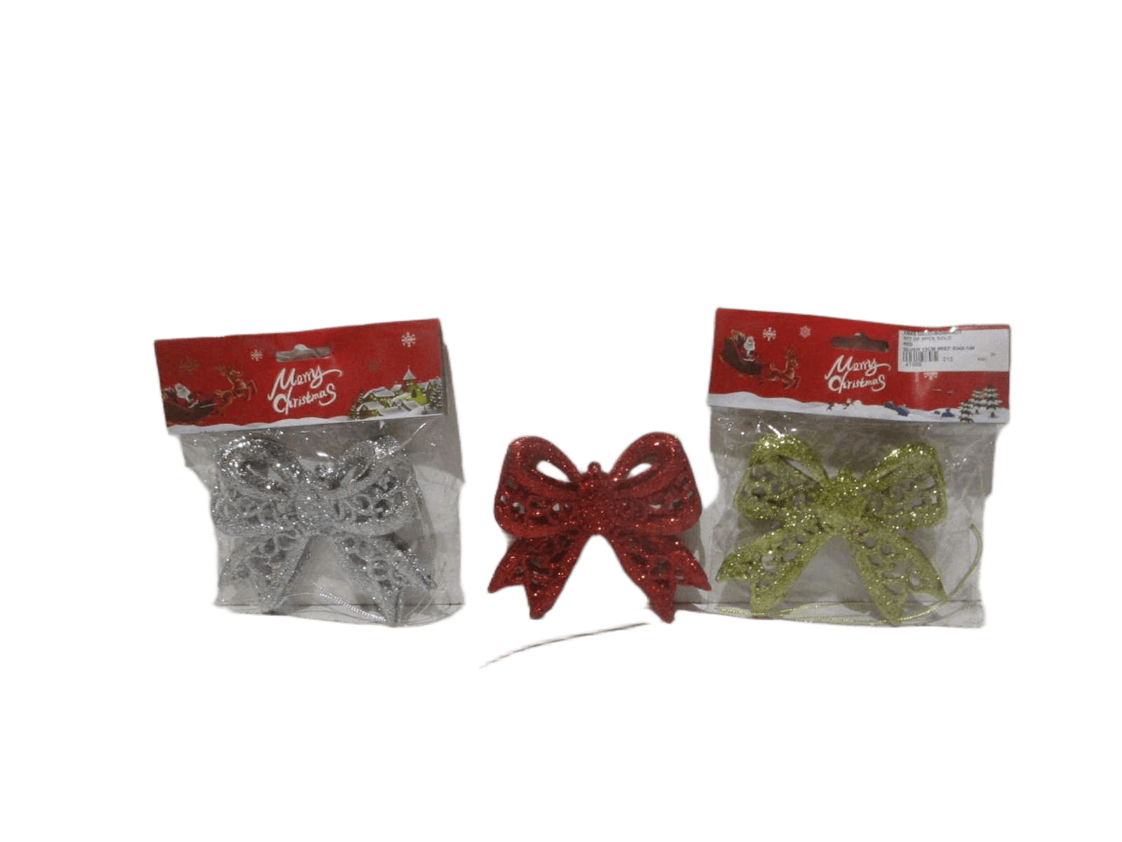 Xmas Deco-Bowknot Set Of 2pcs Gold Red Silver 12cm