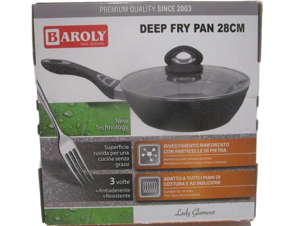 Fry Pan Deep With Lip Induction, Grey Non-Sick Coating Suitable For All Cooktops,3mm Color Box Alu 28cm