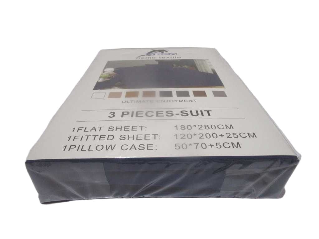 Flat Sheet Set Of 3pcs Uni Color 180x280cm Fitted Sheet 120x200 +25 Cm 1 Pillow Cases 50x70 +5 Cm 105gsm 100% Polycotton Old Packing Packing:pvc Bag Blue 117