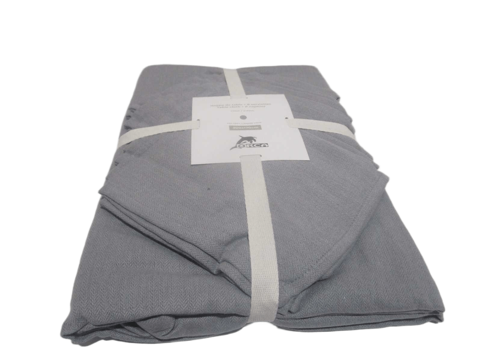 Table Cloth 250x150 + 8 Napkins 185 Gsm 90% Cotton 10% Polymix Herringbone Weave - Packing Ribbon Insert Card + Polibag 1cl=