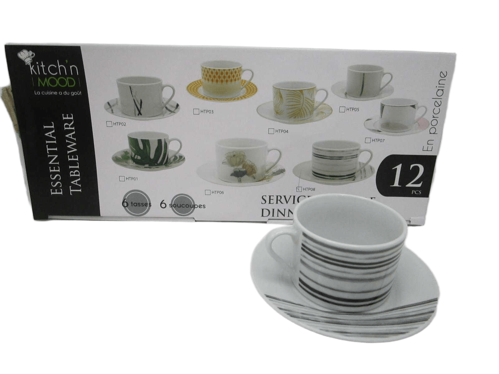 Round Tea Set 6 Cups + 6 Saucers Porcelain200cc Straight Cup&saucer