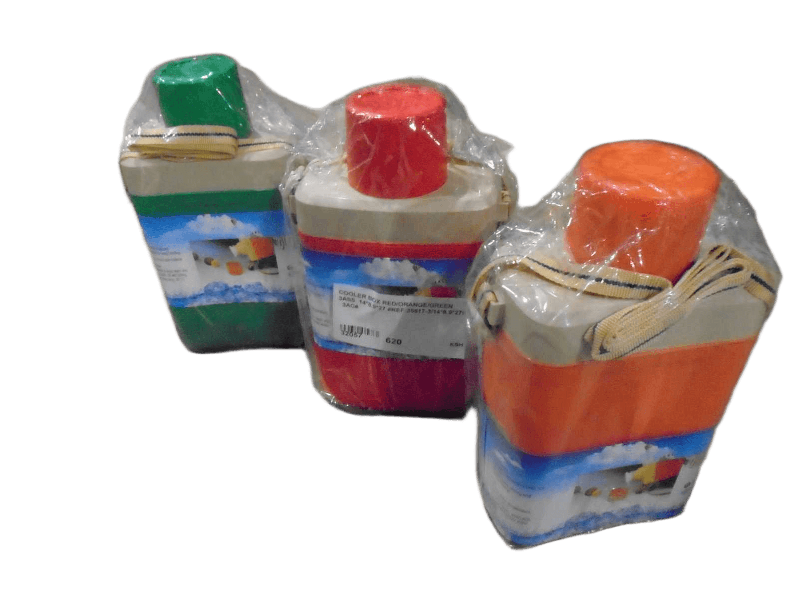 Cooler Box Red/Orange/Green 3ass 14*8.9*27