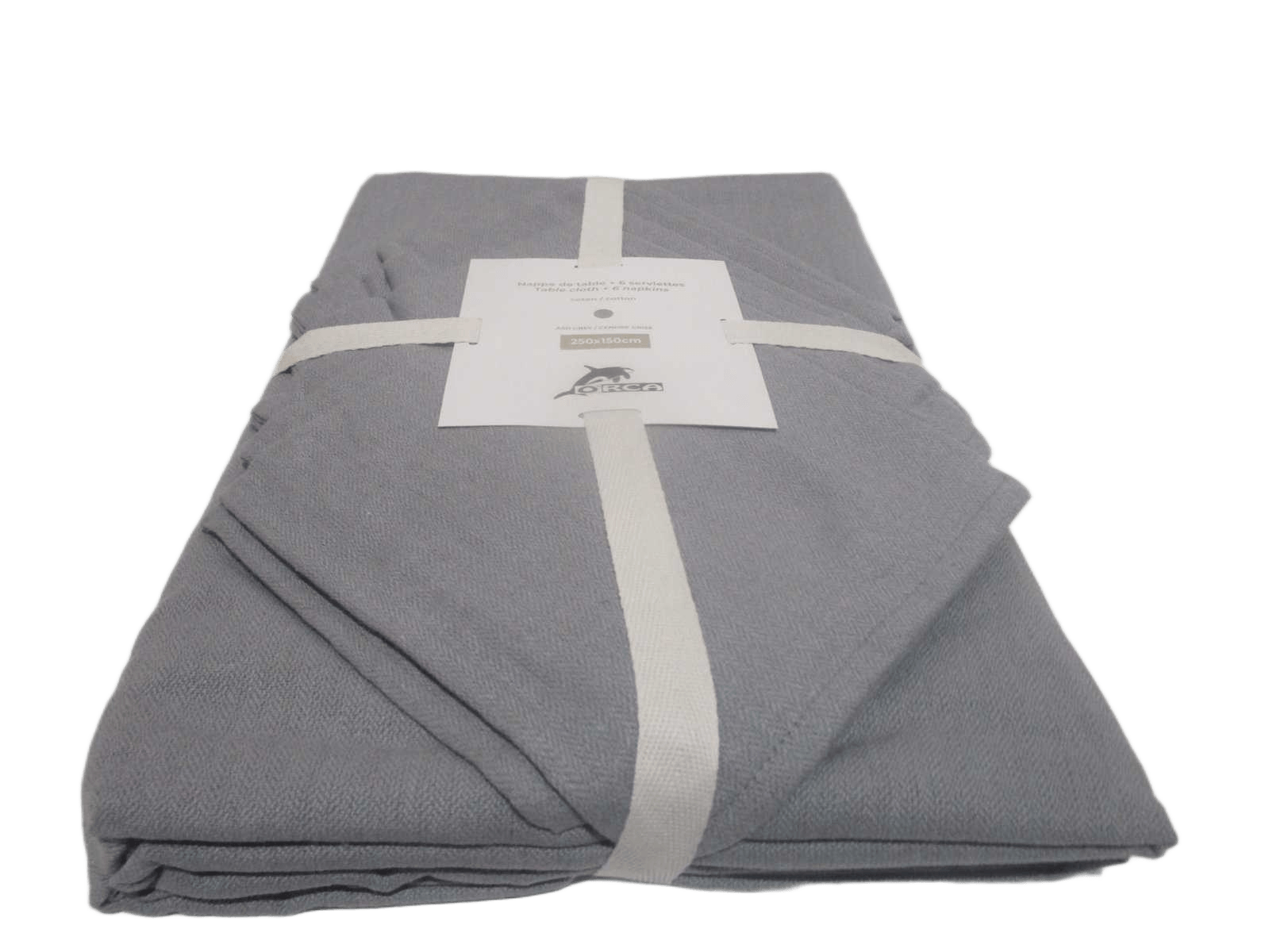 Table Cloth 250x150 + 6 Napkins 185 Gsm 90% Cotton 10% Polymix Herringbone Weave - Packing Ribbon Insert Card + Polibag 1cl=