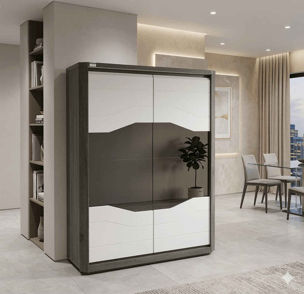 Glass Cabinet 2 Doors With Led