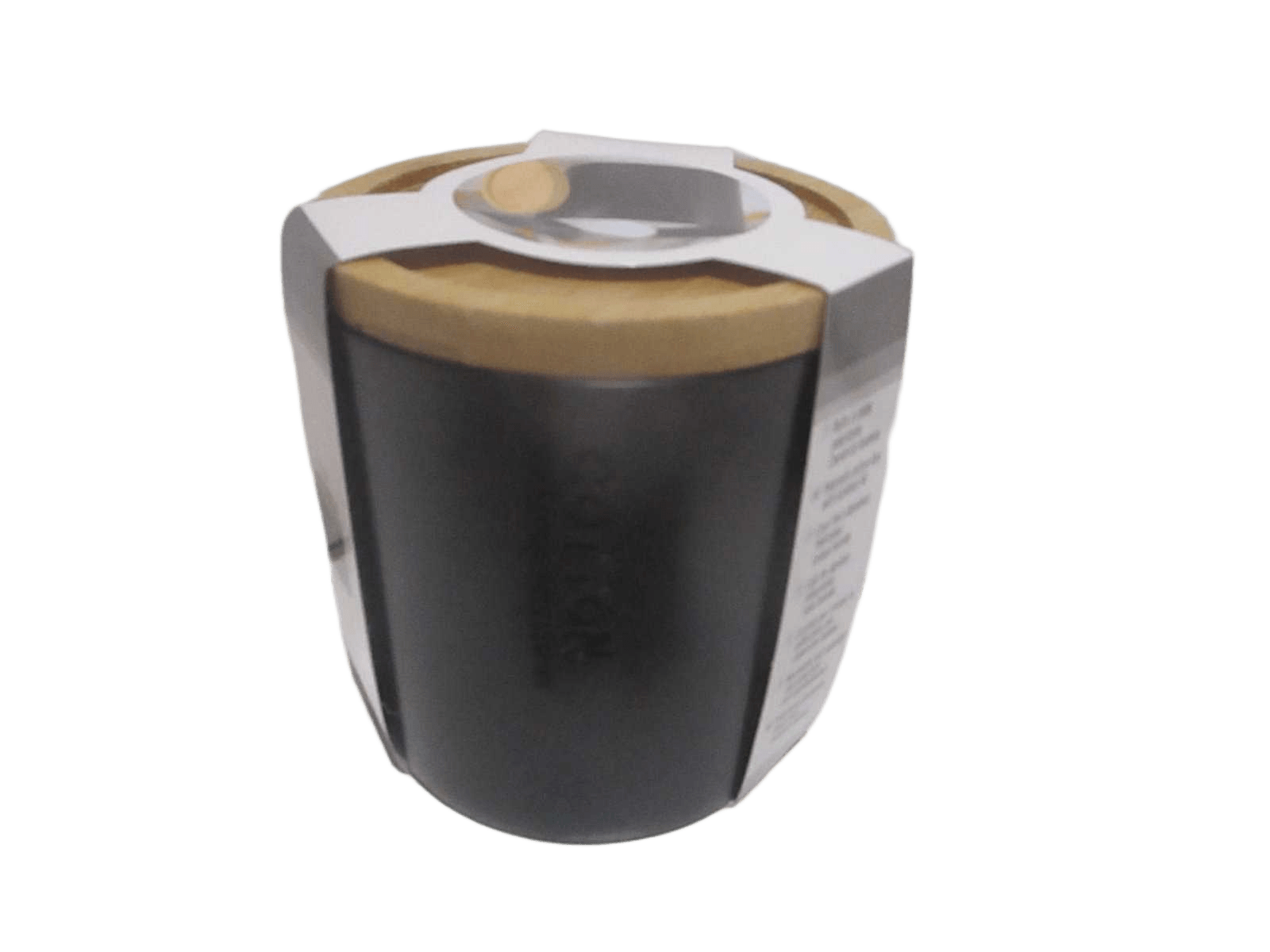 Cotton Holder Polyresine Couvercle Bambou - Black/Bambou