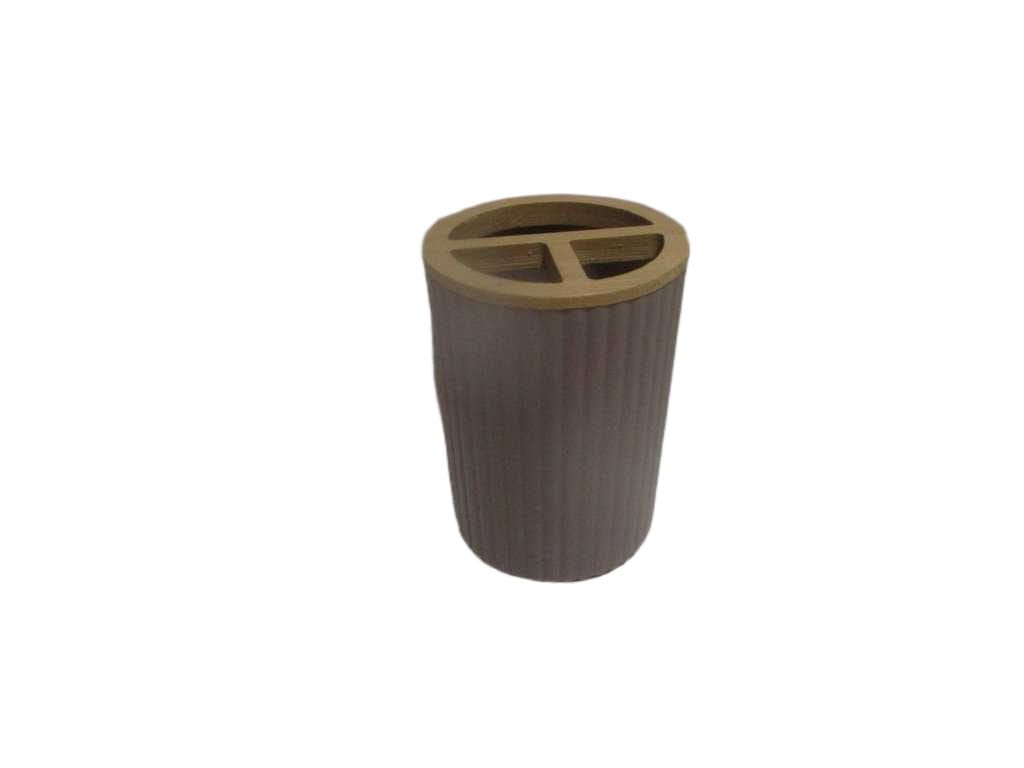 Tooth Brush Holder, Pp+bamboo 70g Taupe Dia 7.5*10.8