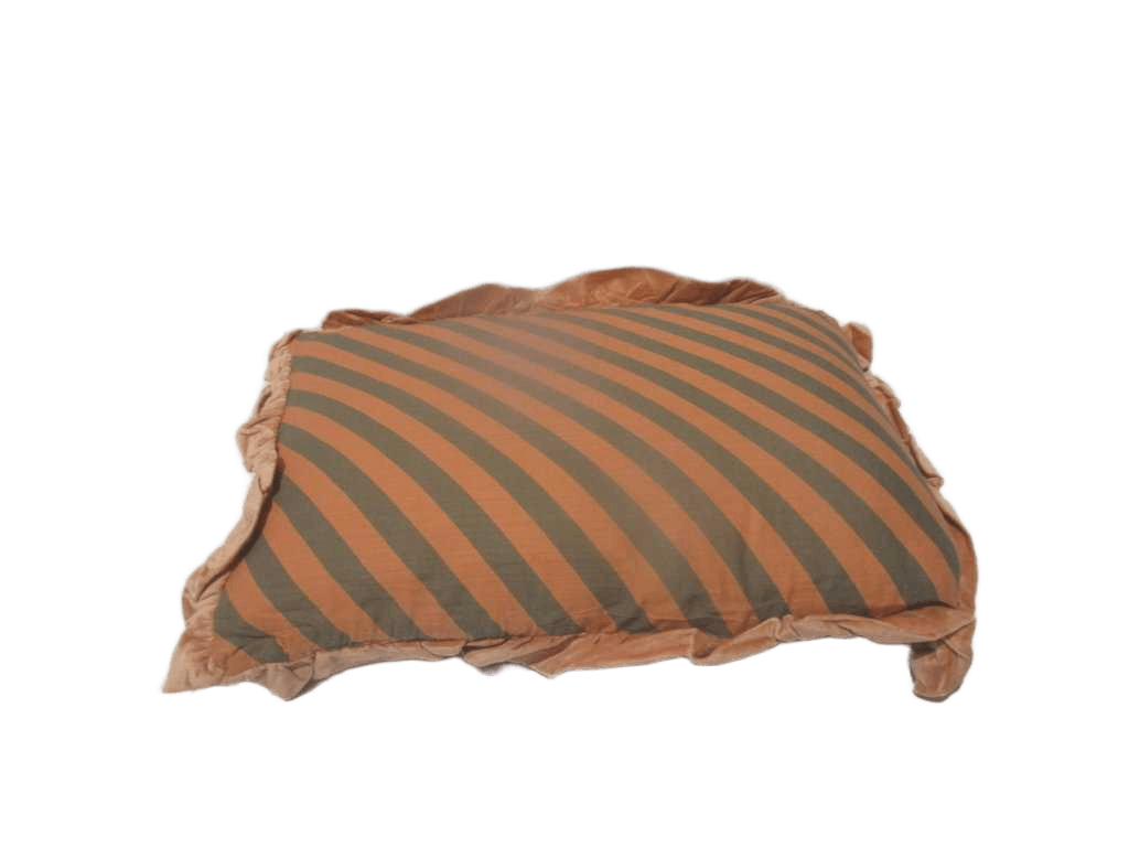 Cushion Double Face Cover 100% Washed Cotton 140 Gsm With Velvet Cotton Frill With Zip And Filler 600 Gr Vacuum Pack